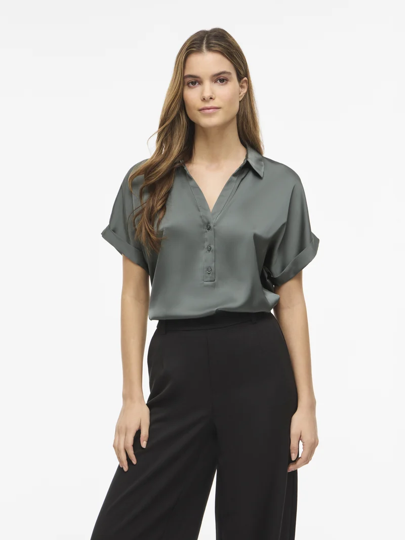 RAVENNA Satin-Bluse mit V-Ausschnitt
