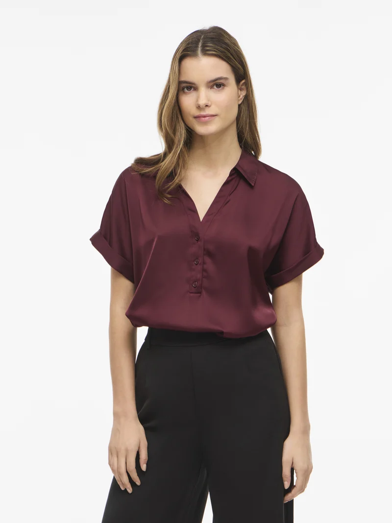 RAVENNA Satin-Bluse mit V-Ausschnitt