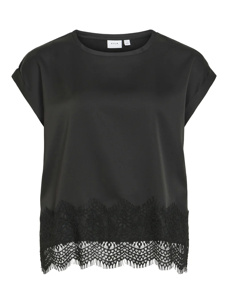 VIELLETTE Satin-Bluse mit Spitzendetail