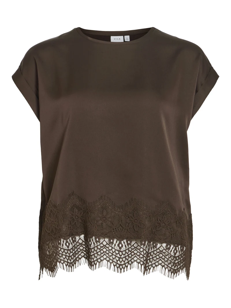 VIELLETTE Satin-Bluse mit Spitzendetail