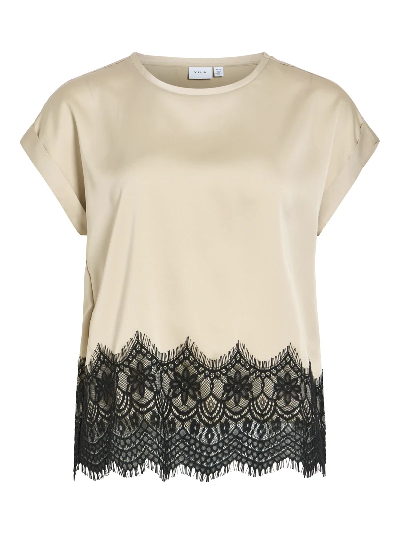 VIELLETTE Satin-Bluse mit Spitzendetail