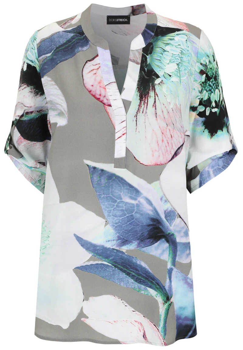 Schlupfbluse mit floralem Allover-Muster