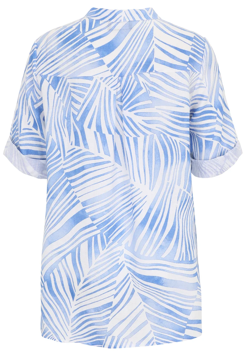 Leinen-Bluse mit Grafik-Print