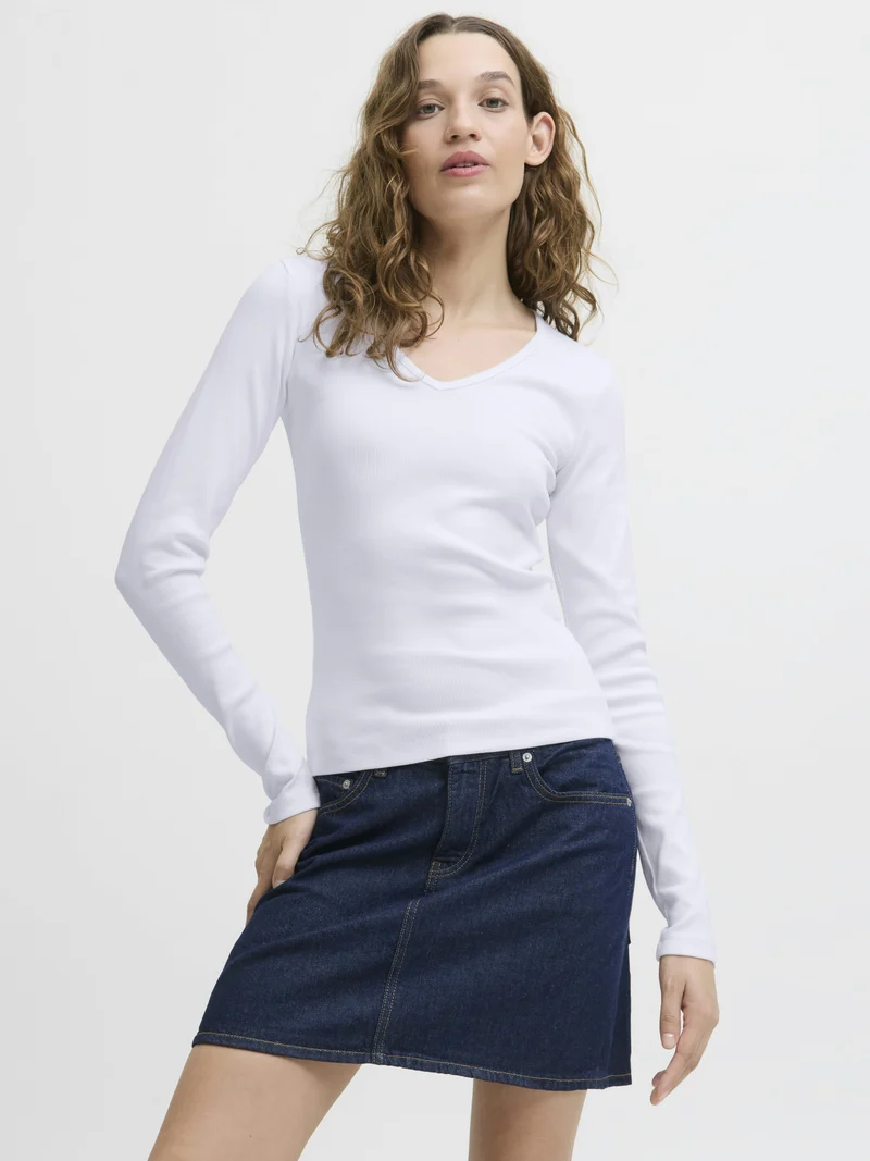 JXFREYA Rippstrick-Langarmtop