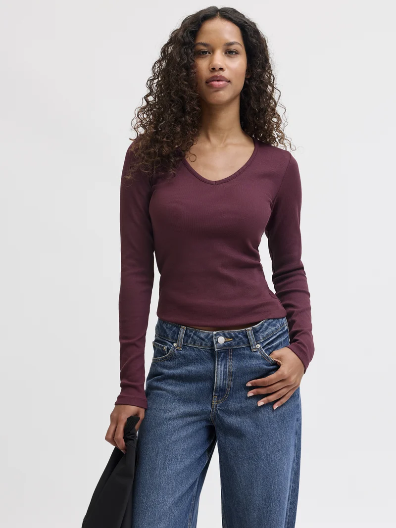 JXFREYA Rippstrick-Langarmtop