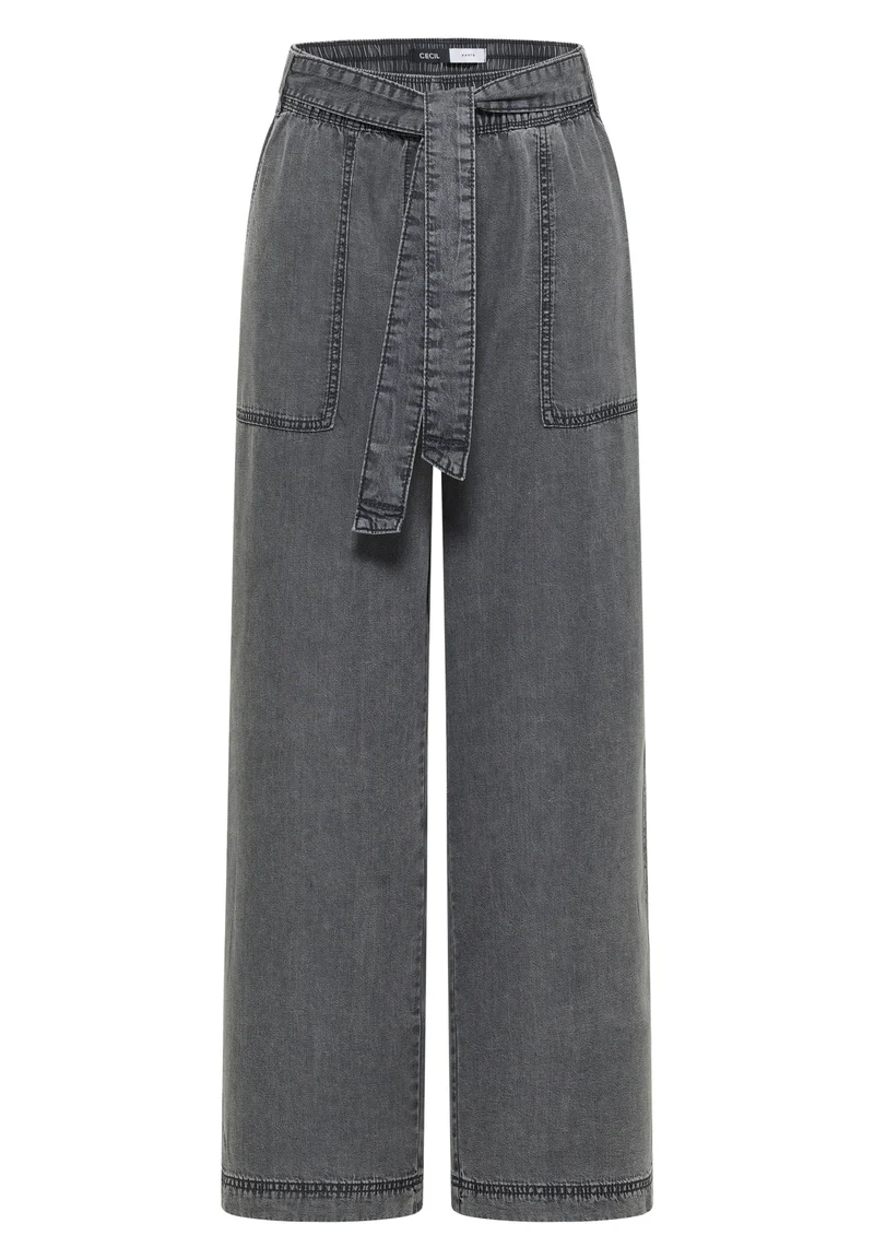 Wide Leg Hose mit Bindegürtel