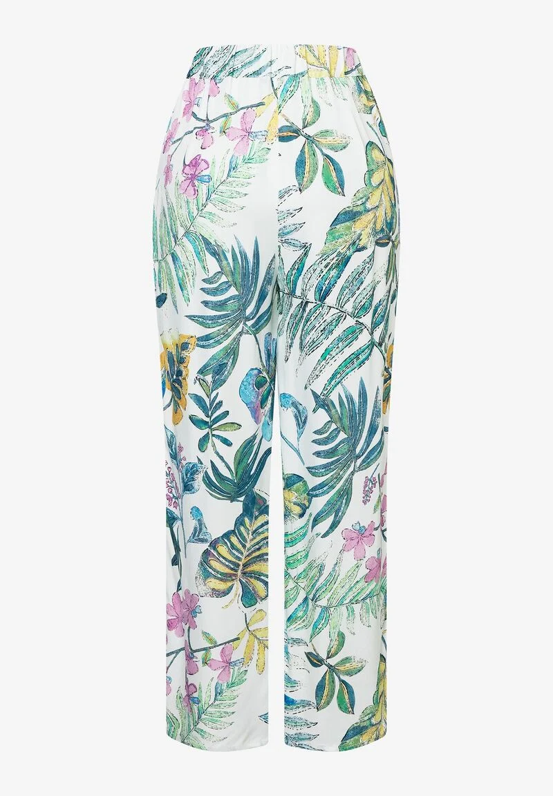 Satinhose mit Blätterprint