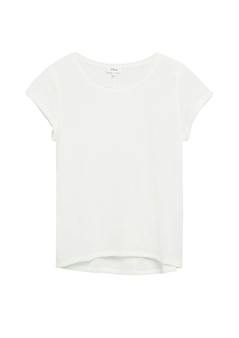 Flammgarn-T-Shirt mit Rollkante
