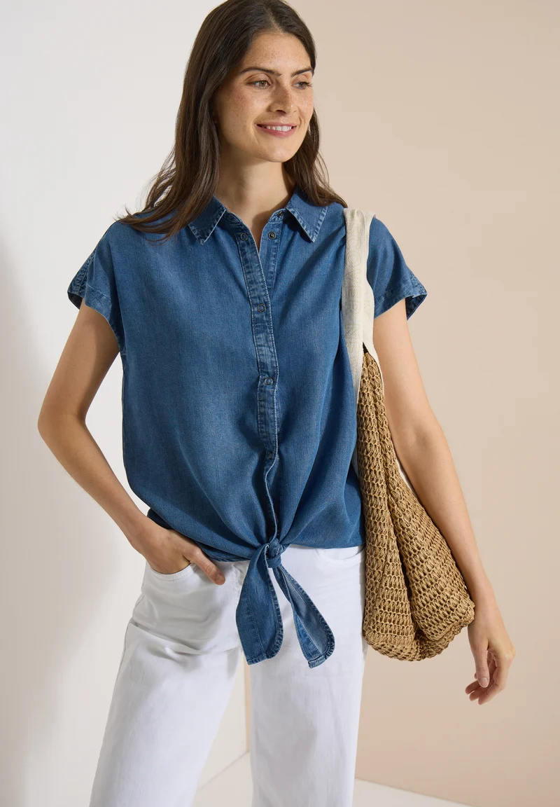 Lyocell-Hemdbluse im Denim-Look