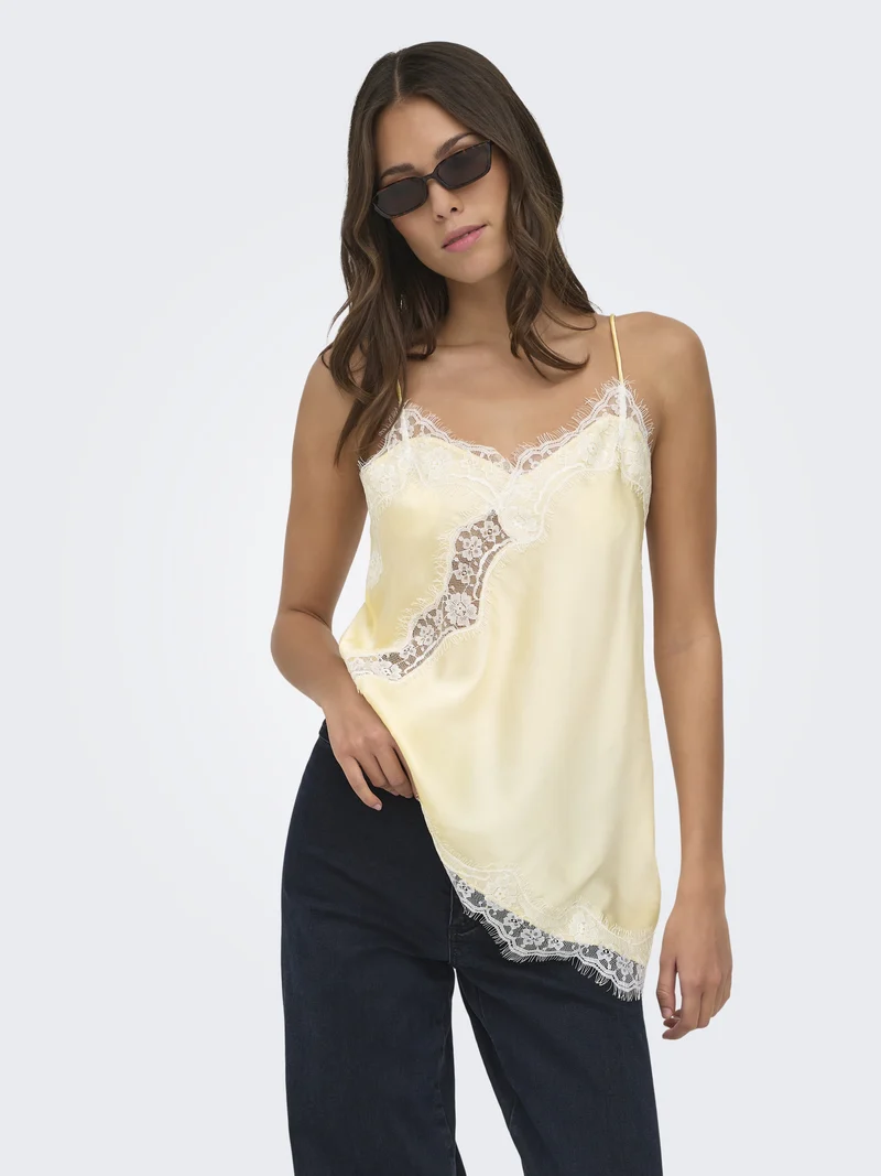 JDYFIFI S/L ASYM LACE SINGLET WVN NOOS