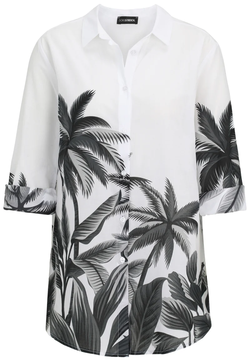 Hemdbluse mit Palmen-Print
