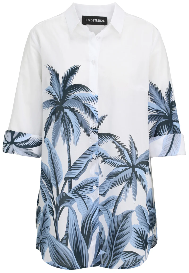 Hemdbluse mit Palmen-Print