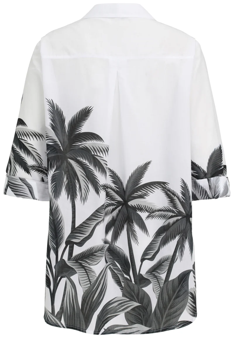 Hemdbluse mit Palmen-Print