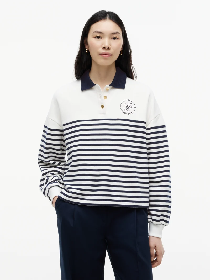 Polo-Sweatshirt mit Kontrast-Polokragen