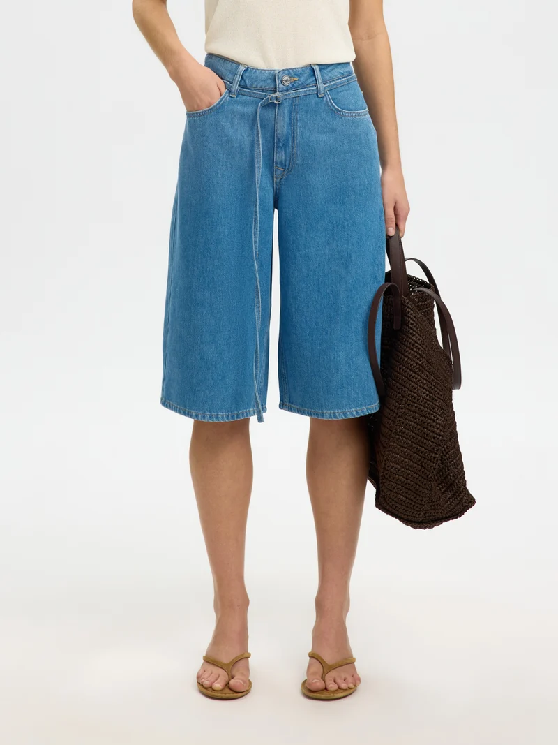 Jeans-Bermuda Hose mit Gürtel