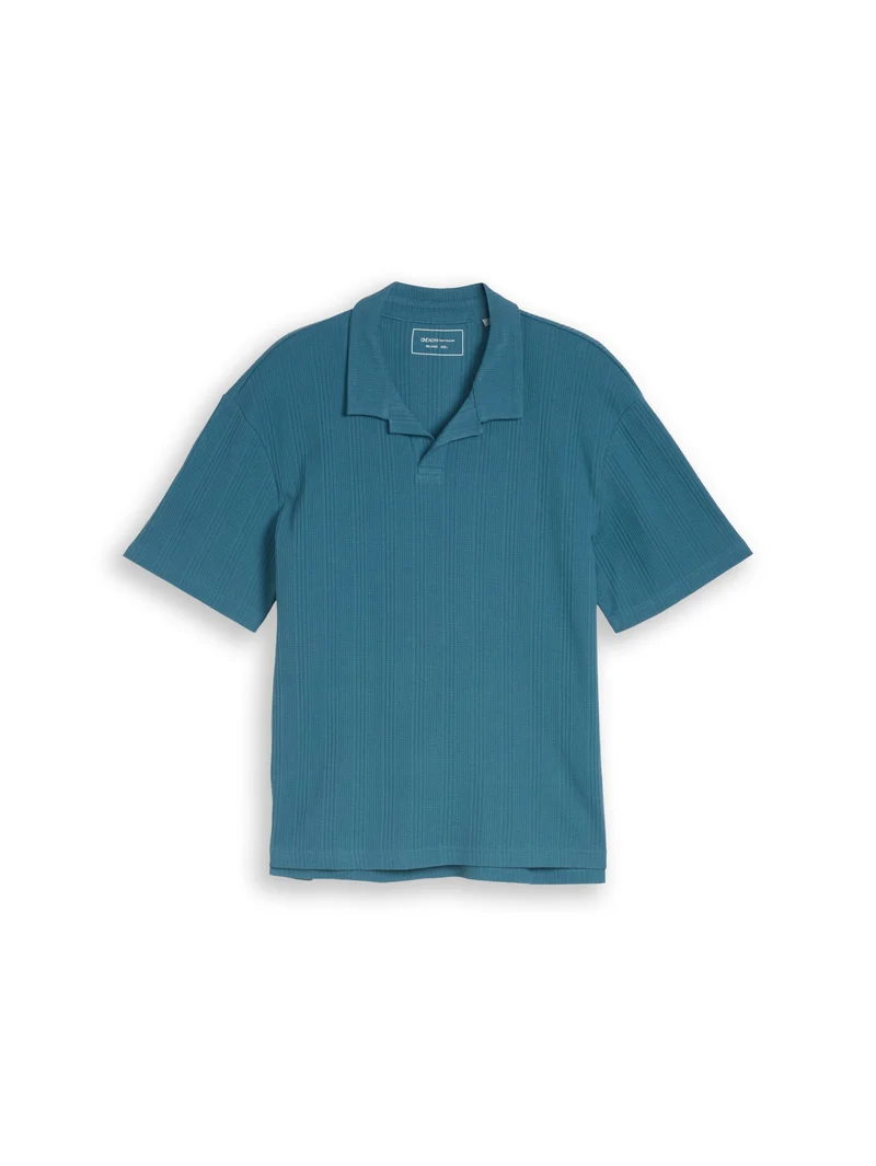 Relaxed Fit Poloshirt mit Waffelstruktur