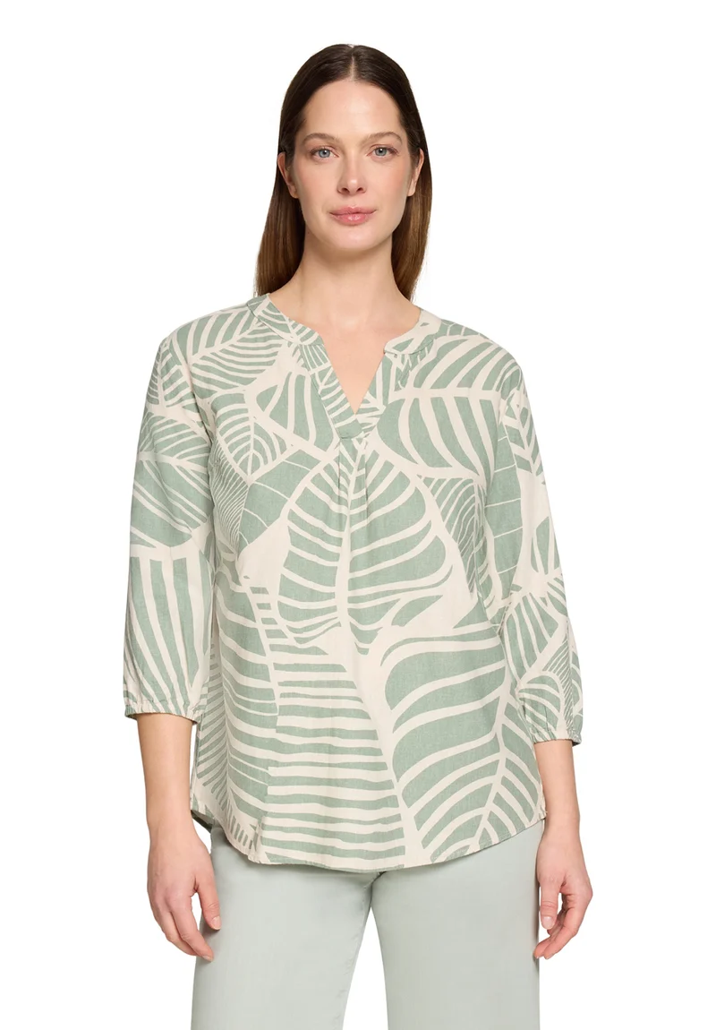 Schlupfbluse mit Blätterprint