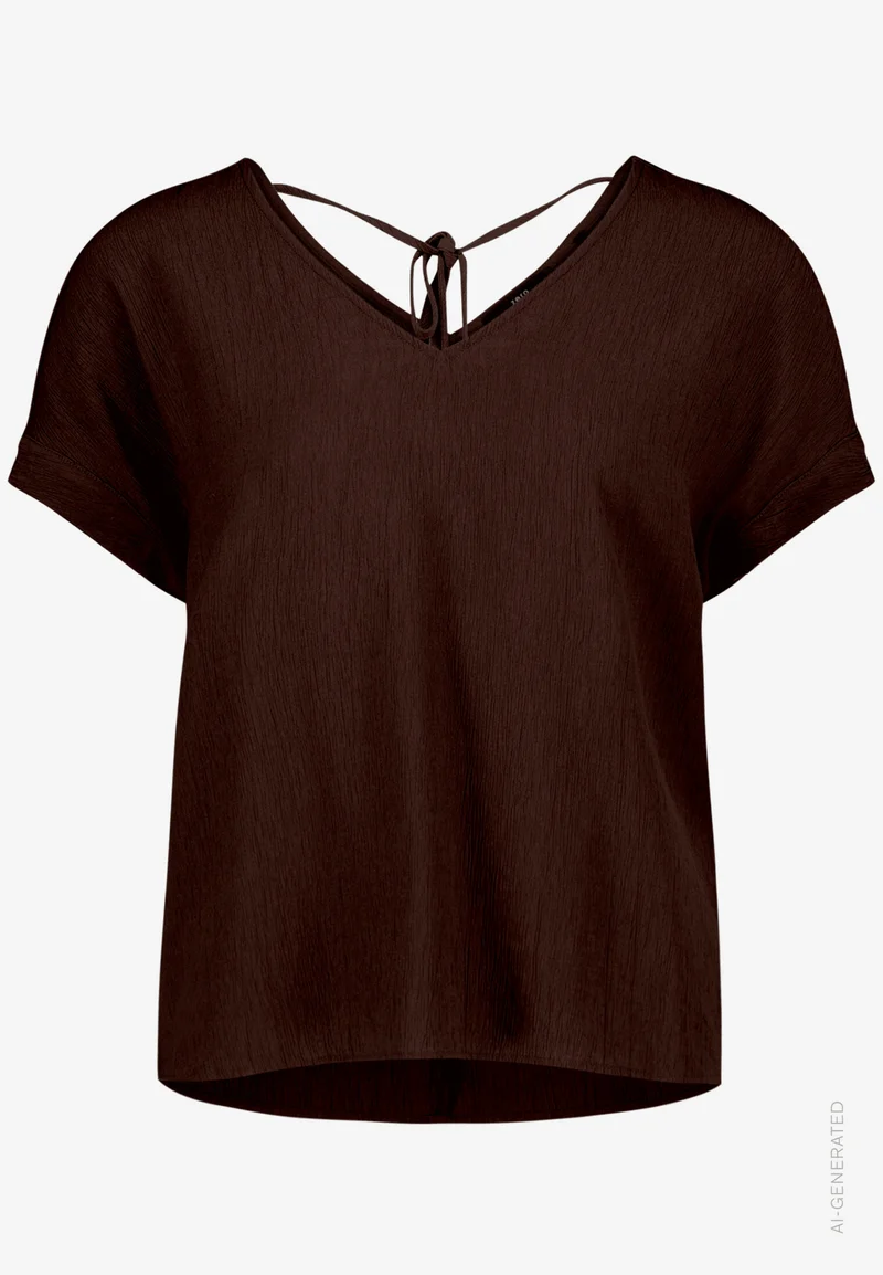 T-Shirt mit V-Ausschnitt und Bindedetail