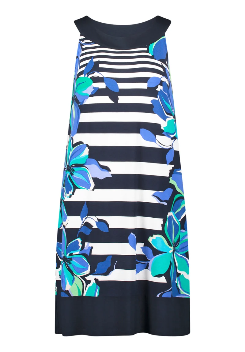 Sommerkleid mit Blumen- und Streifenprint