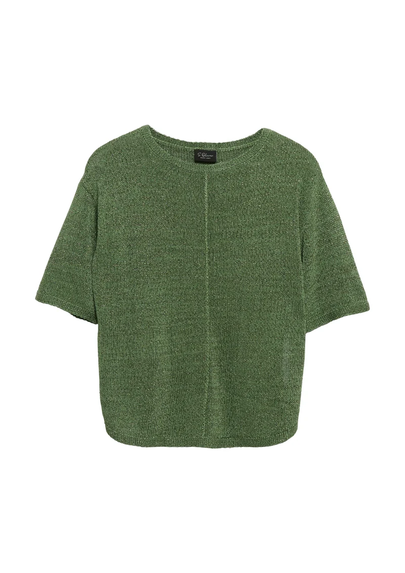 Kurzarm-Strickpullover mit Glitzergarn