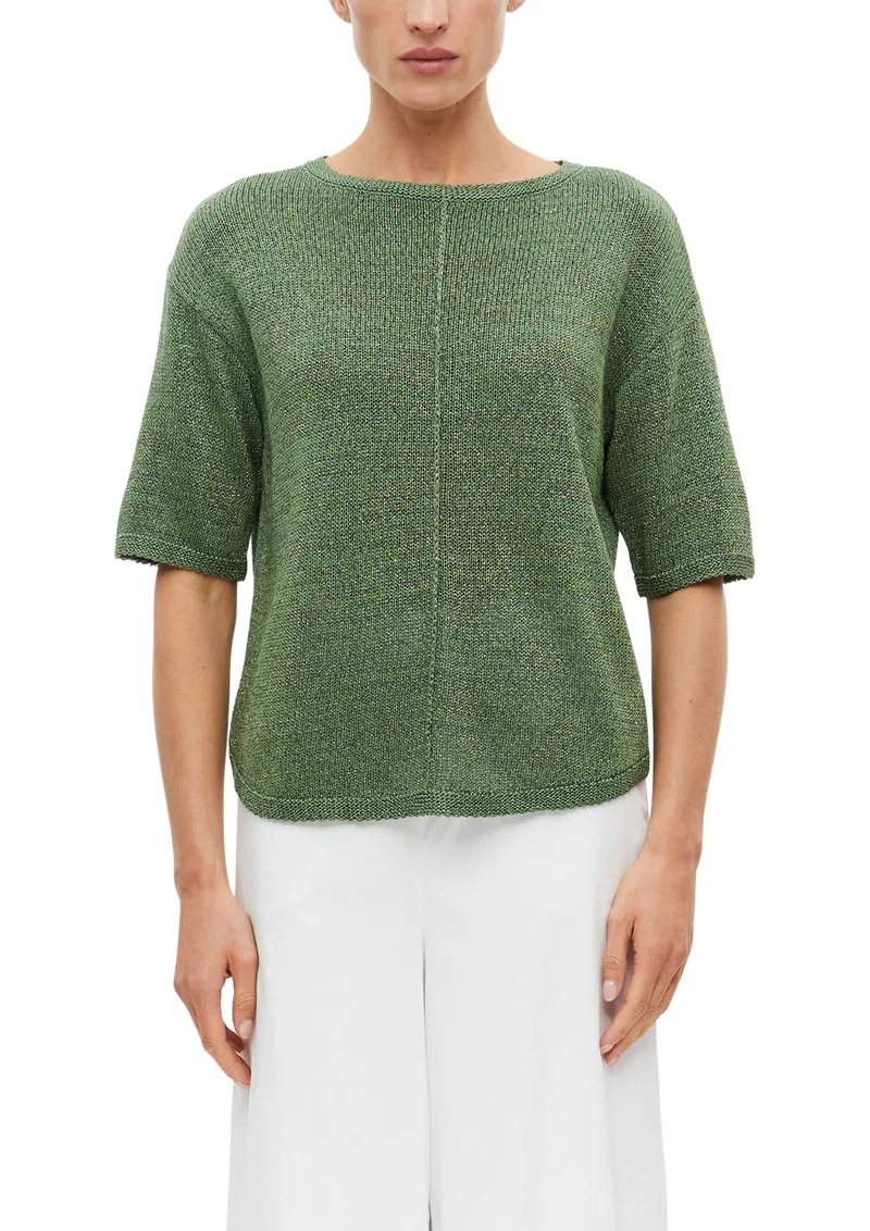 Kurzarm-Strickpullover mit Glitzergarn