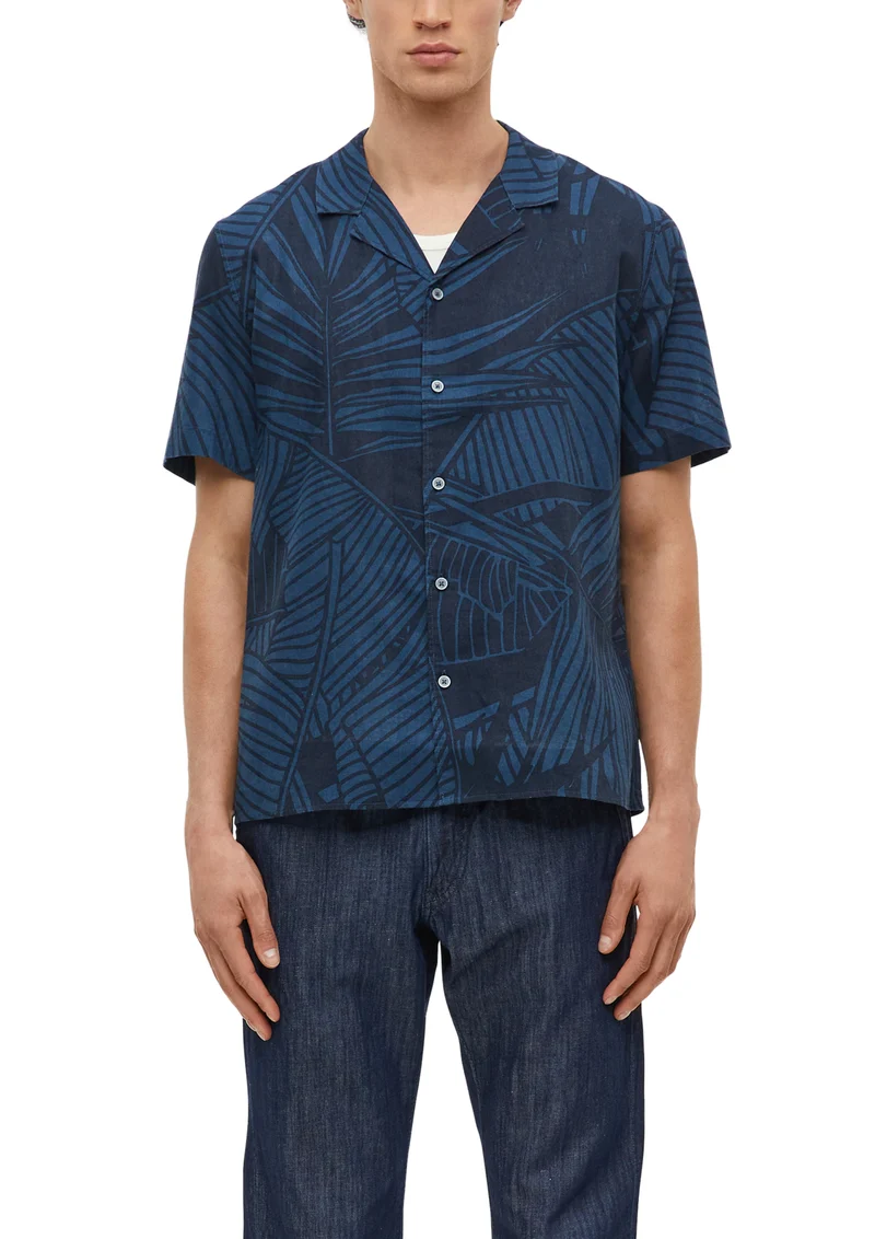 Baumwoll-Leinen-Hemd mit All-over-Print
