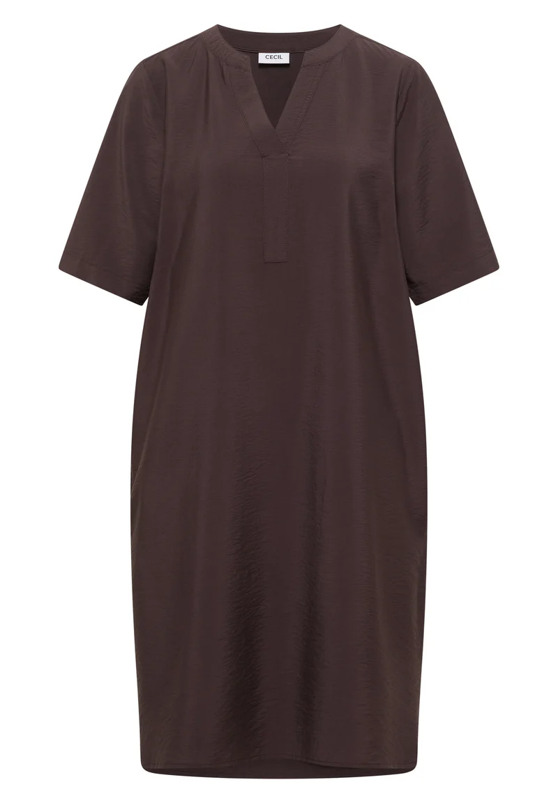 Knielanges Kleid mit Split Neck