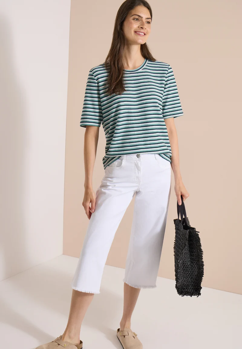 T-Shirt mit Struktur und Streifen
