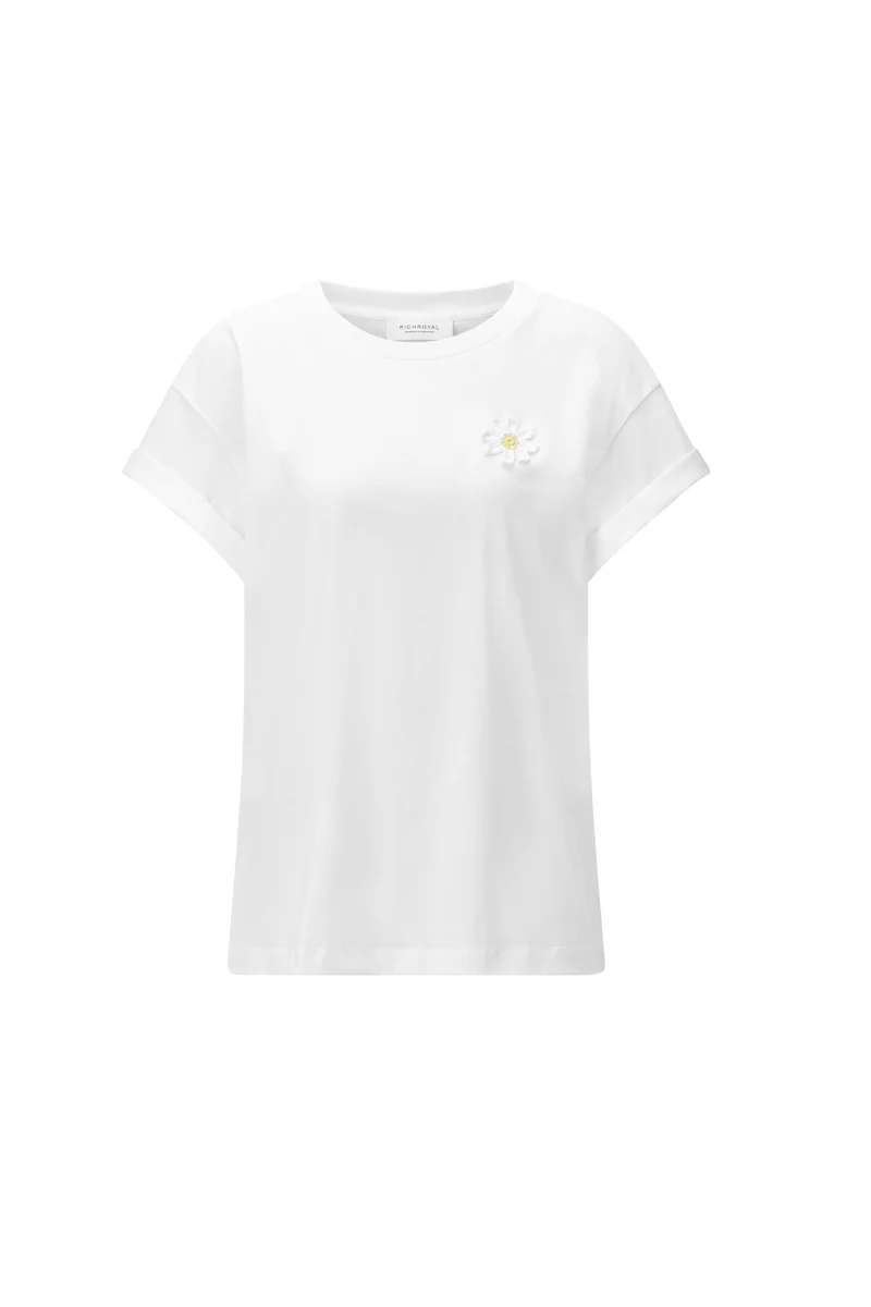 T-Shirt mit Gänseblümchen-Stickerei