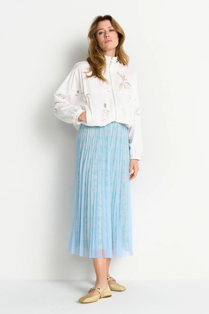 Plissee-Midirock mit Blumenmuster