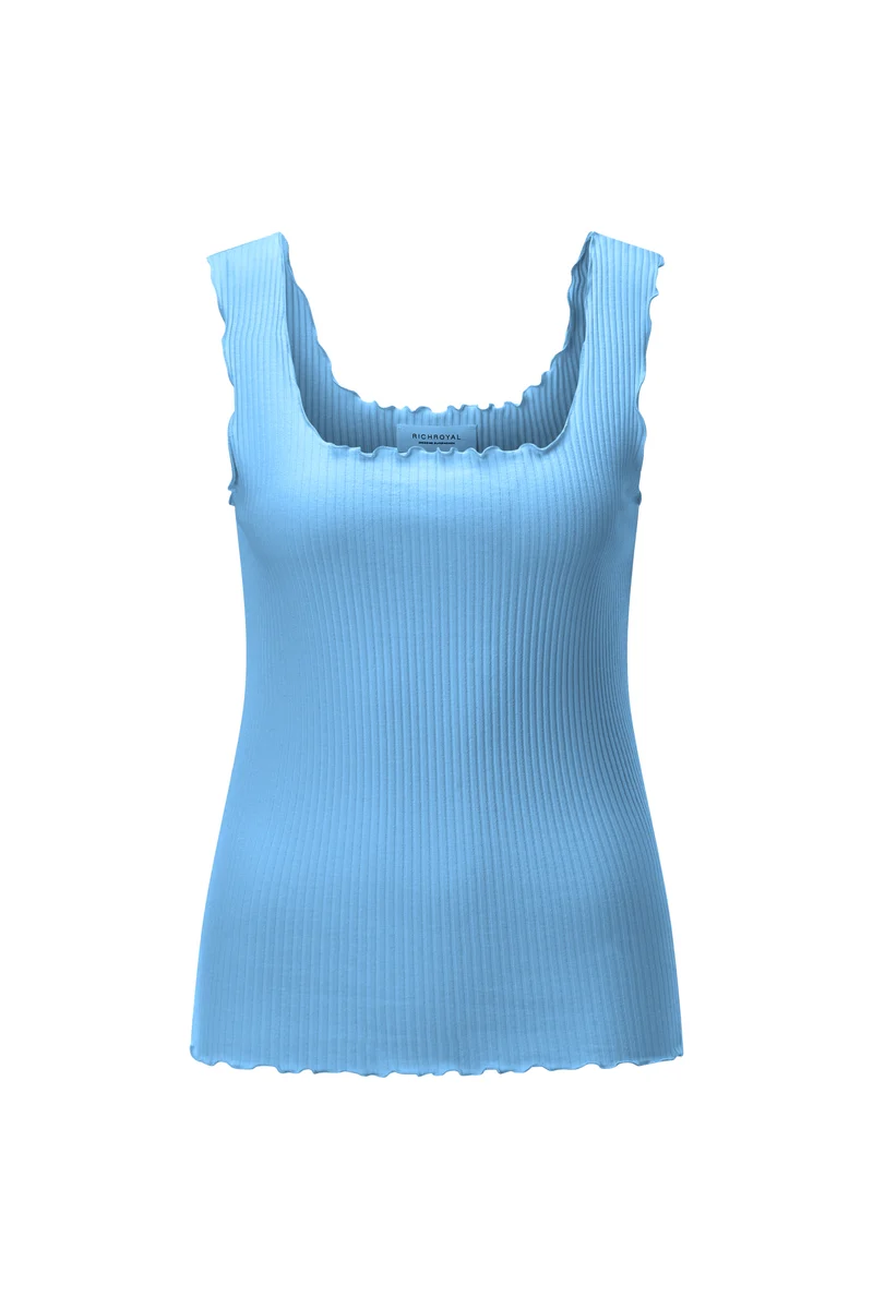 Ripp-Top mit Frill-Saum