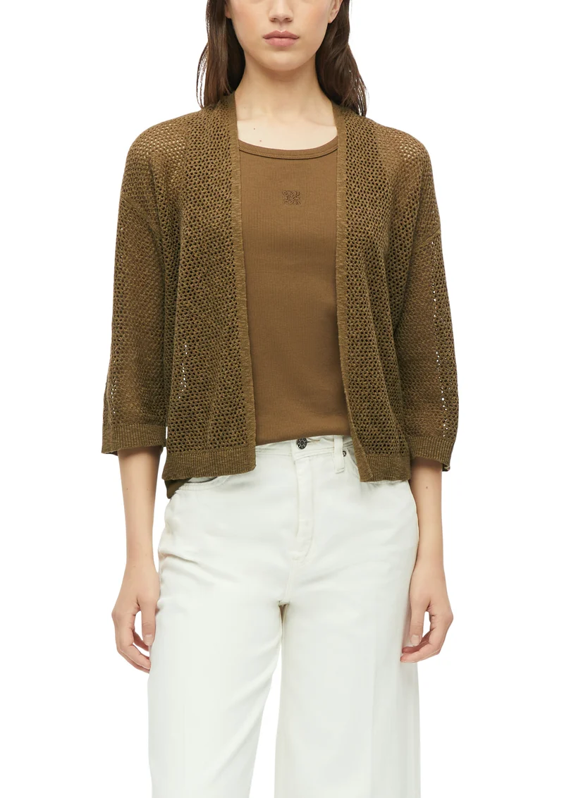 Ajour-Strickjacke mit 3/4-Arm