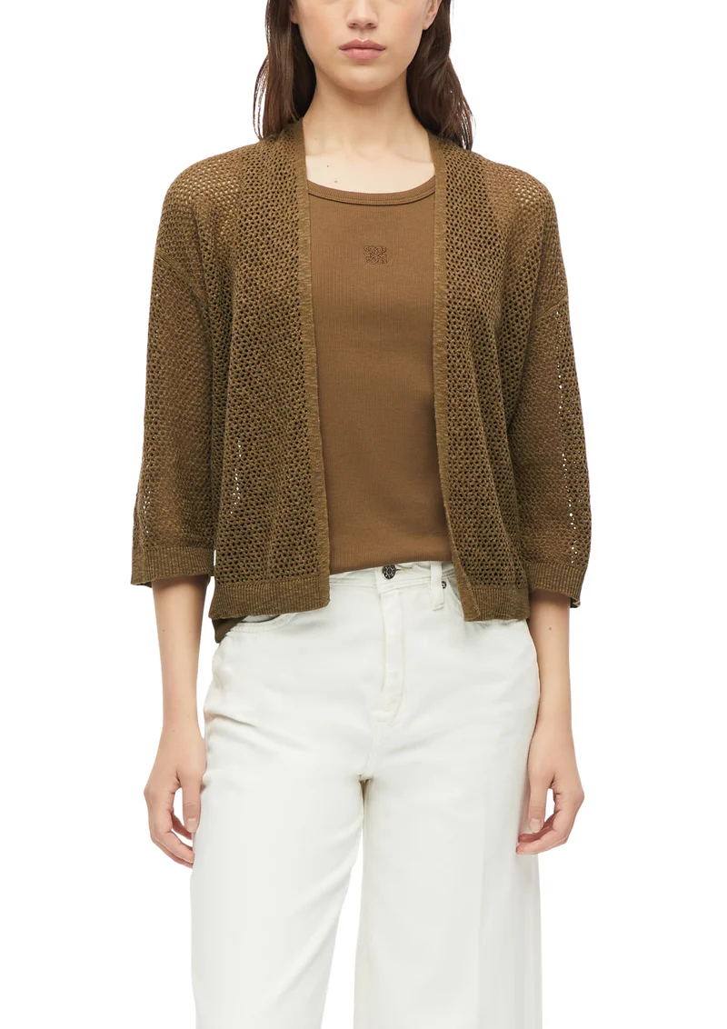 Ajour-Strickjacke mit 3/4-Arm
