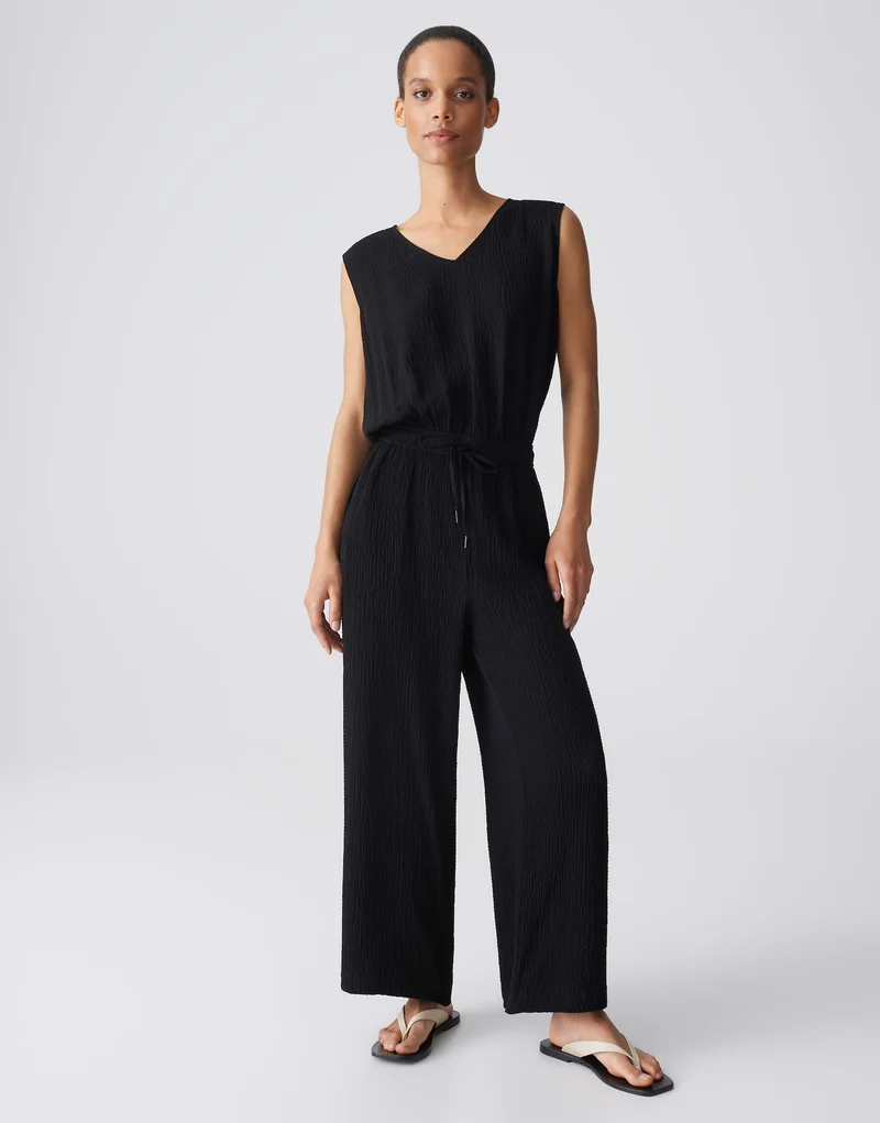 MYLARA Jumpsuit in Seersucker Struktur