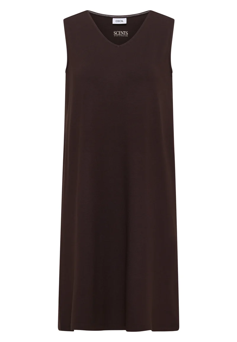 Knielanges Jerseykleid mit V-Neck