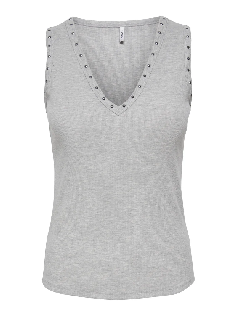 ONLROCK V-Neck Top mit Nieten-Details