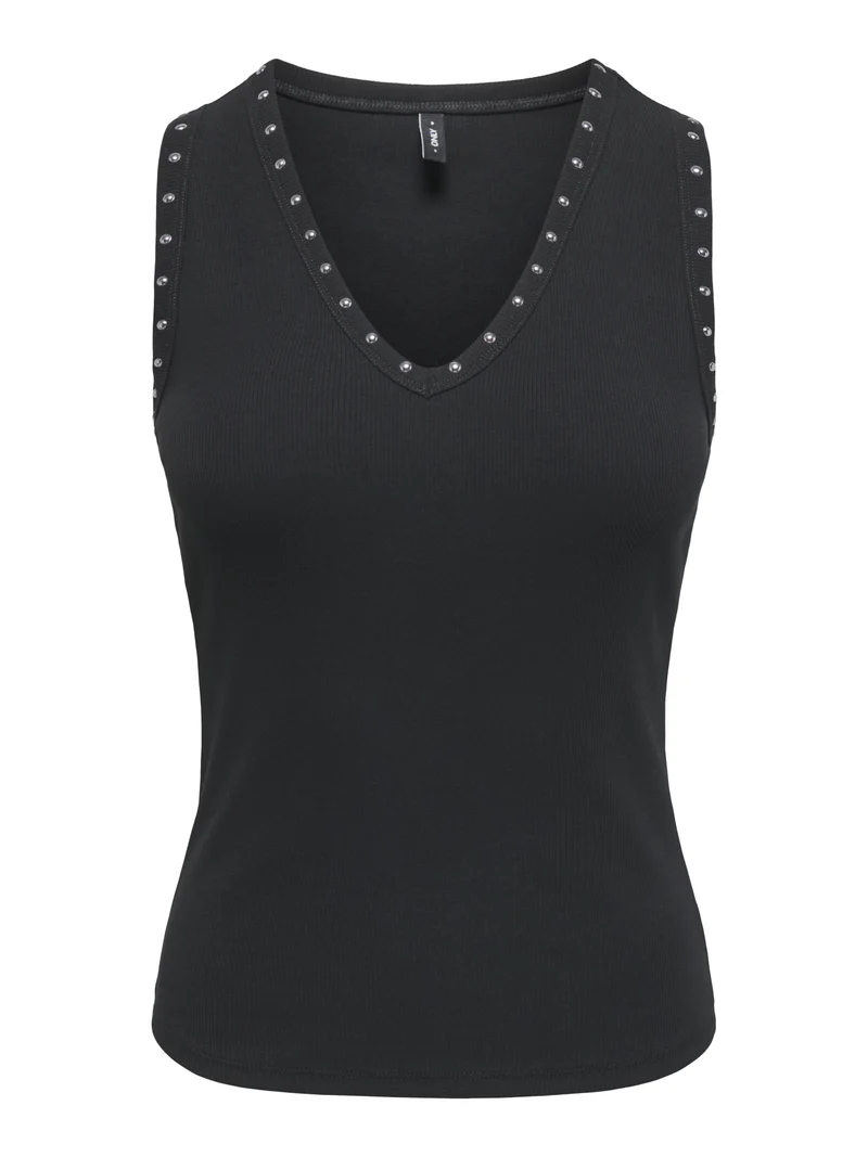 ONLROCK V-Neck Top mit Nieten-Details