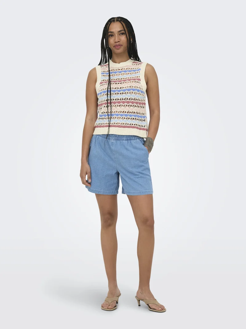 ONLGEENA SL O-Neck Pattern Top mit Streifenmuster