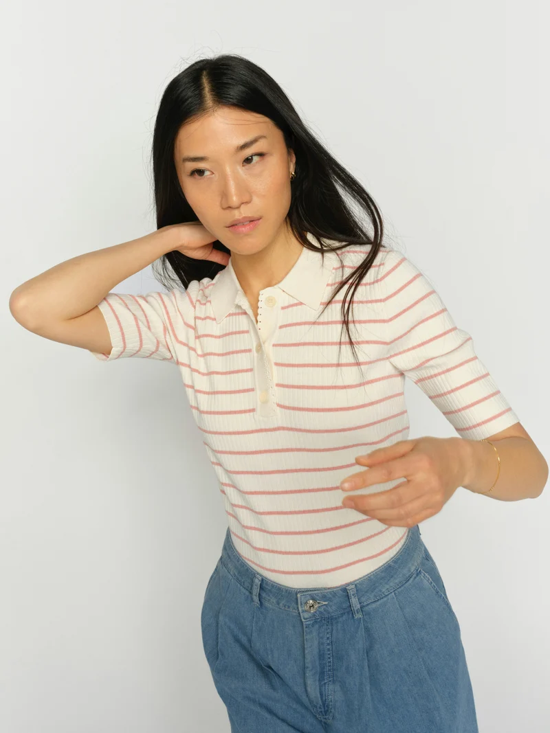 MMCaliz Stripe SS Knit – Poloshirt mit Streifenmuster