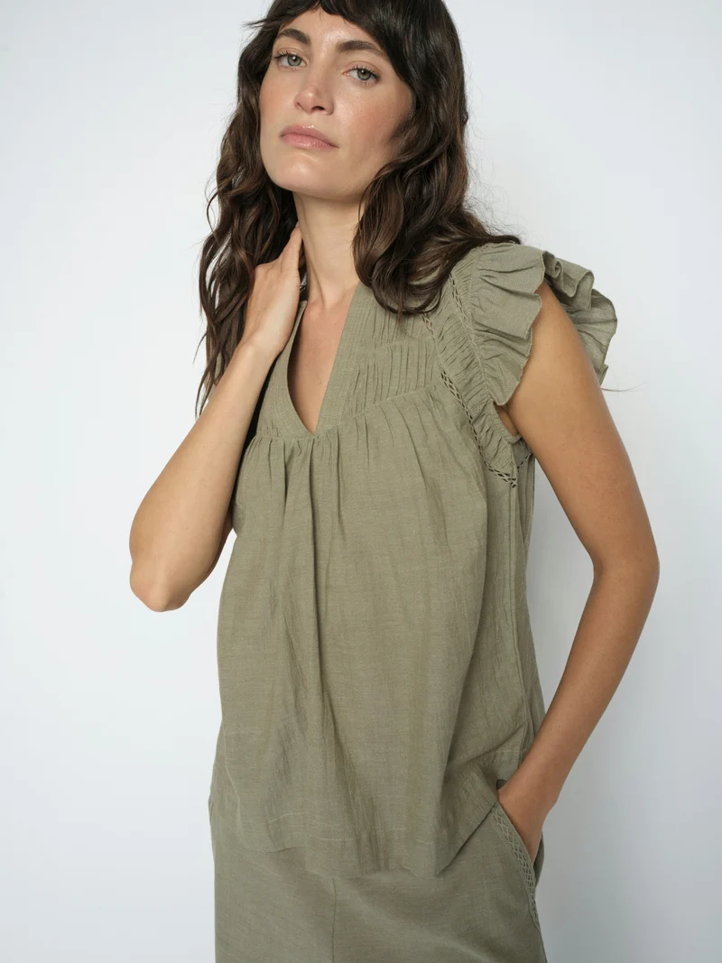 MMWoda Izha – Baumwollbluse mit Rüschendetail