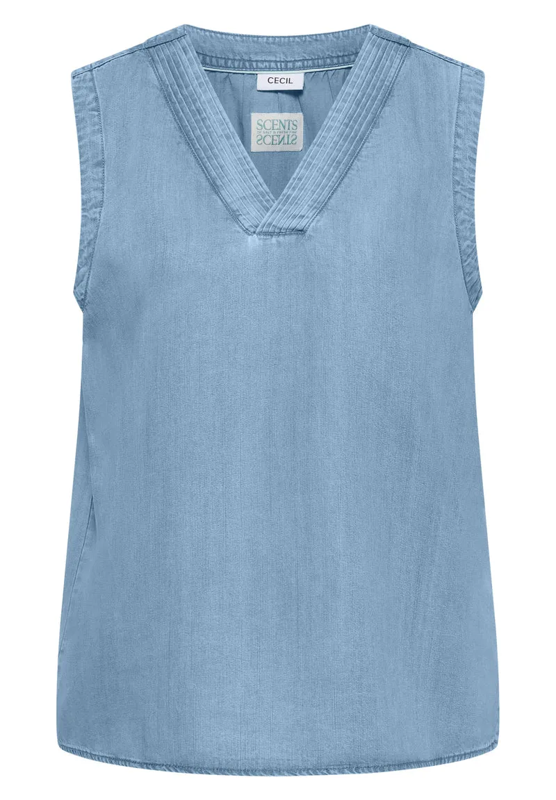 Blusentop im Denim-Look mit V-Neck