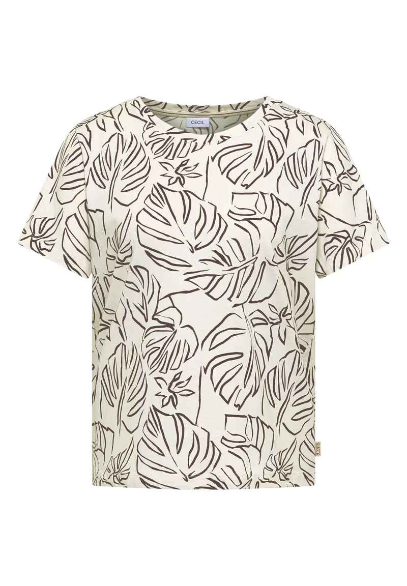 T-Shirt mit Rundhals und Blätterprint
