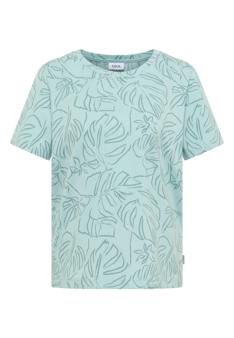 T-Shirt mit Rundhals und Blätterprint