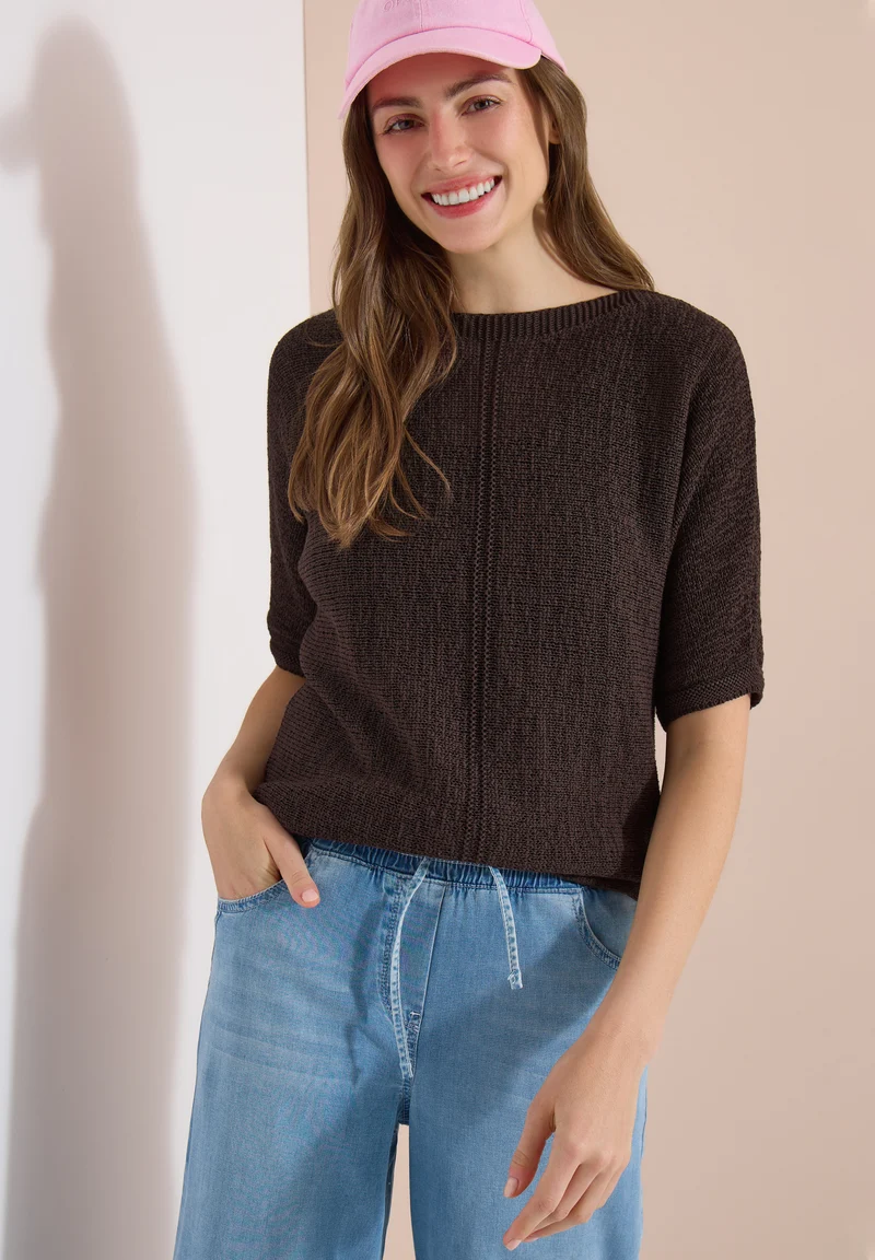 Dolman Pullover mit U-Boot-Ausschnitt