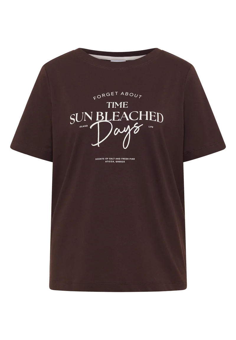 T-Shirt mit Boat Neck und Wording Artwork