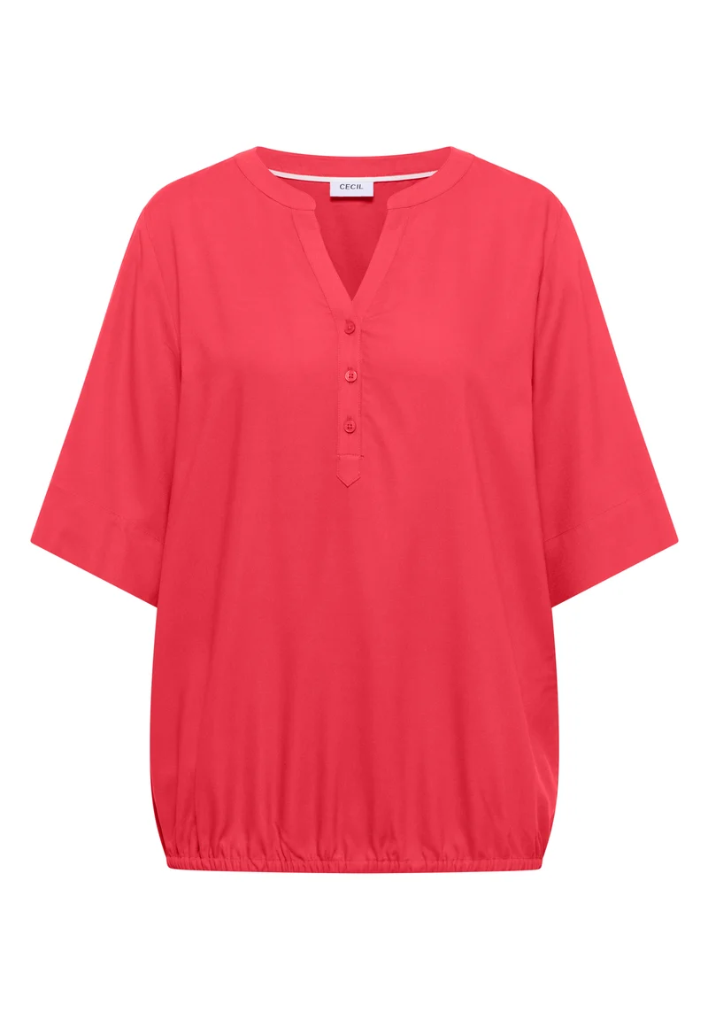 Kurzarm Bluse mit Split Neck