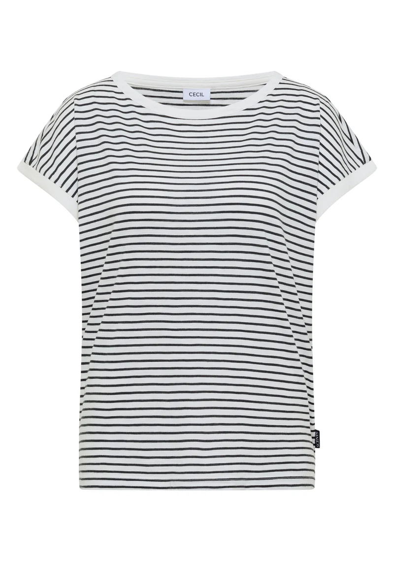 T-Shirt mit Boat Neck und Streifen