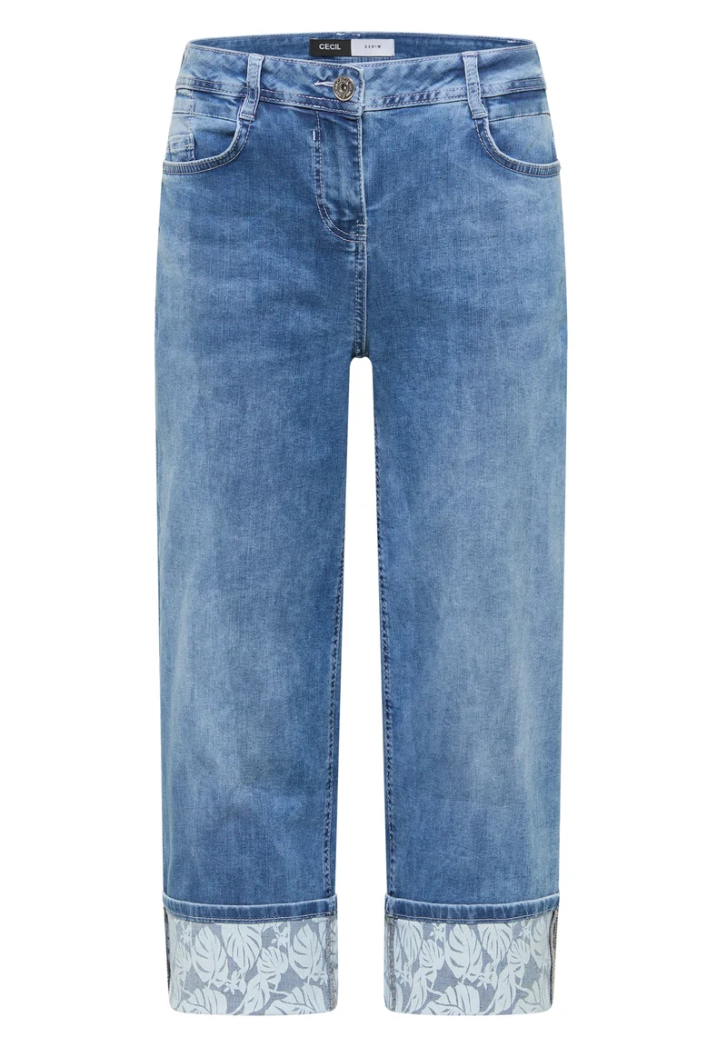 7/8 Wide Leg Jeans mit Turn-Up-Detail
