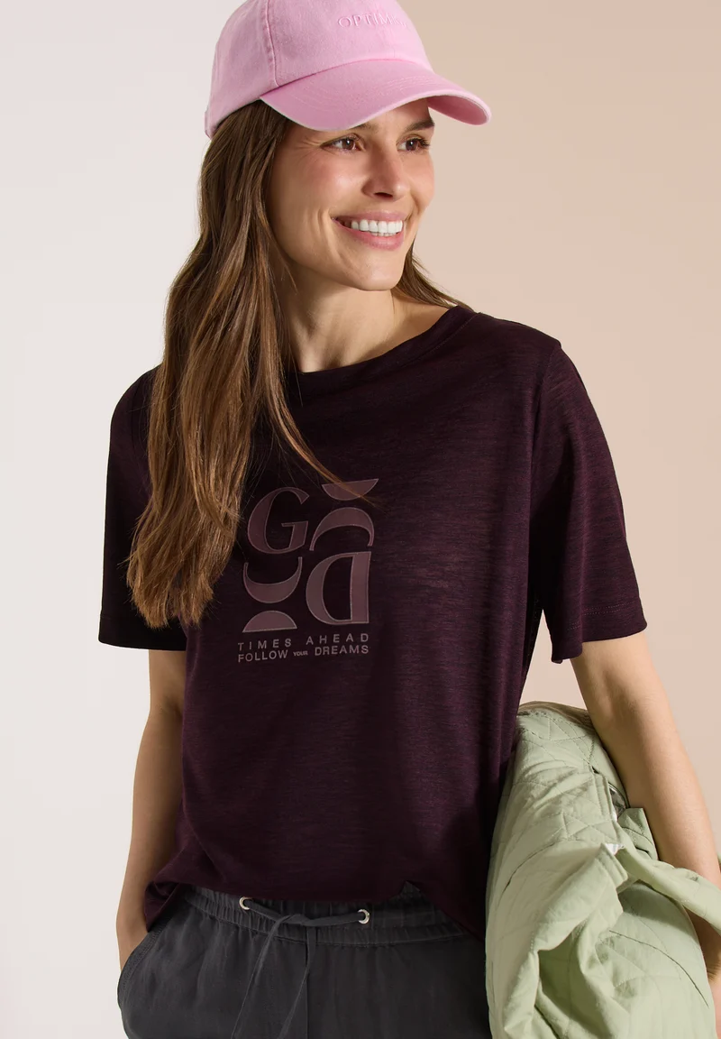 T-Shirt in Leinen-Optik