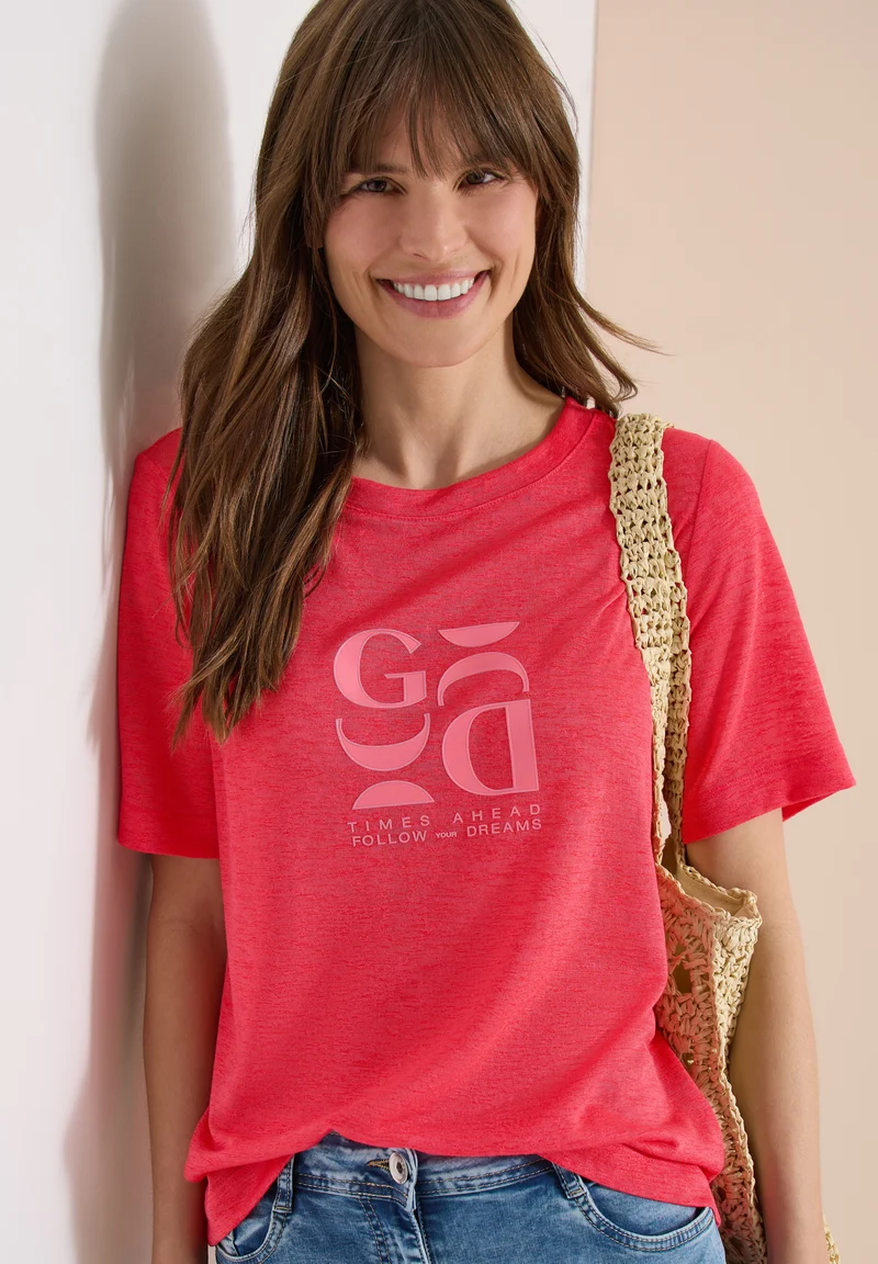 T-Shirt in Leinen-Optik